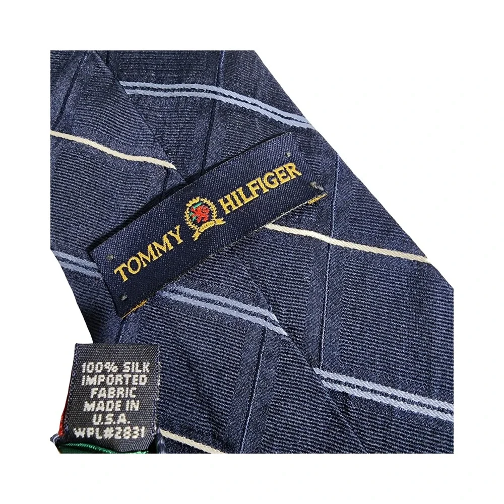 Tommy Hilfiger Mens Navy Silk Striped Navy‎ Classic Necktie